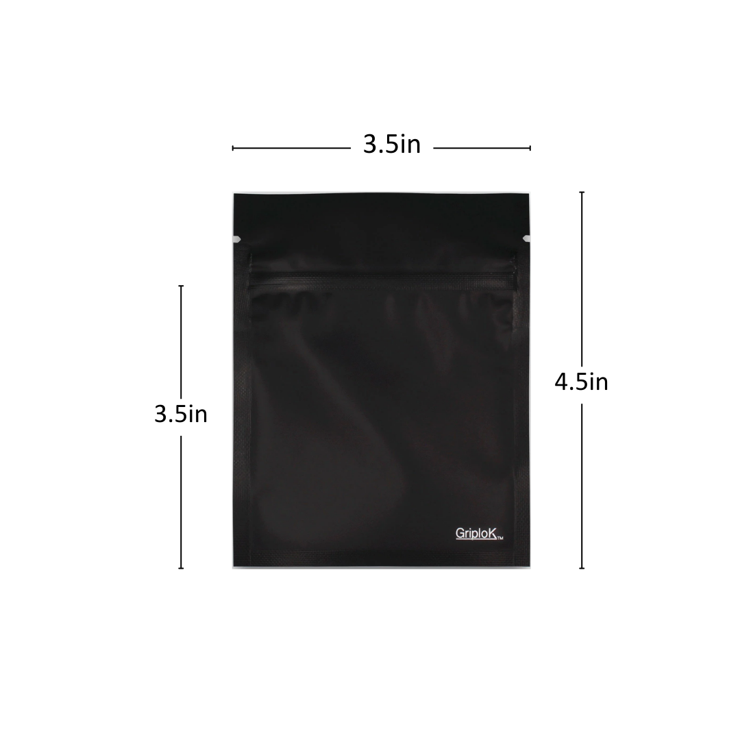1g Matte Black/Clear Bags - 2000 Count ($0.19/unit) | 3.5"x4.5" - Child Resistant
