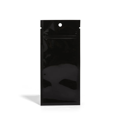 Glossy Black Mylar Vape Bag – CR Zipper with Hanger Hole - 3800 Count ($0.16/unit) | 2.5"x6" - Child Resistant