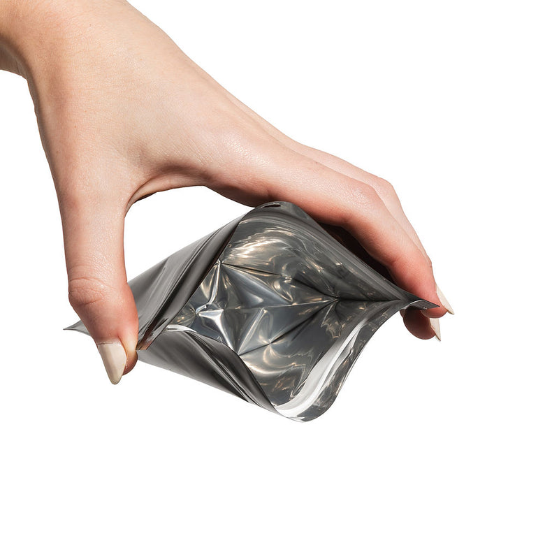 7g Glossy Black Mylar Bag – CR Zipper with Hanger Hole - 2000 Count ($0.27/unit) | 5” x 6” x 2” - Child Resistant