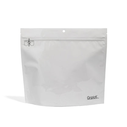 28g Glossy White Mylar Bag – CR Zipper with Hanger Hole - 800 Count ($0.38/unit) | 9” x 8” x 3” - Child Resistant