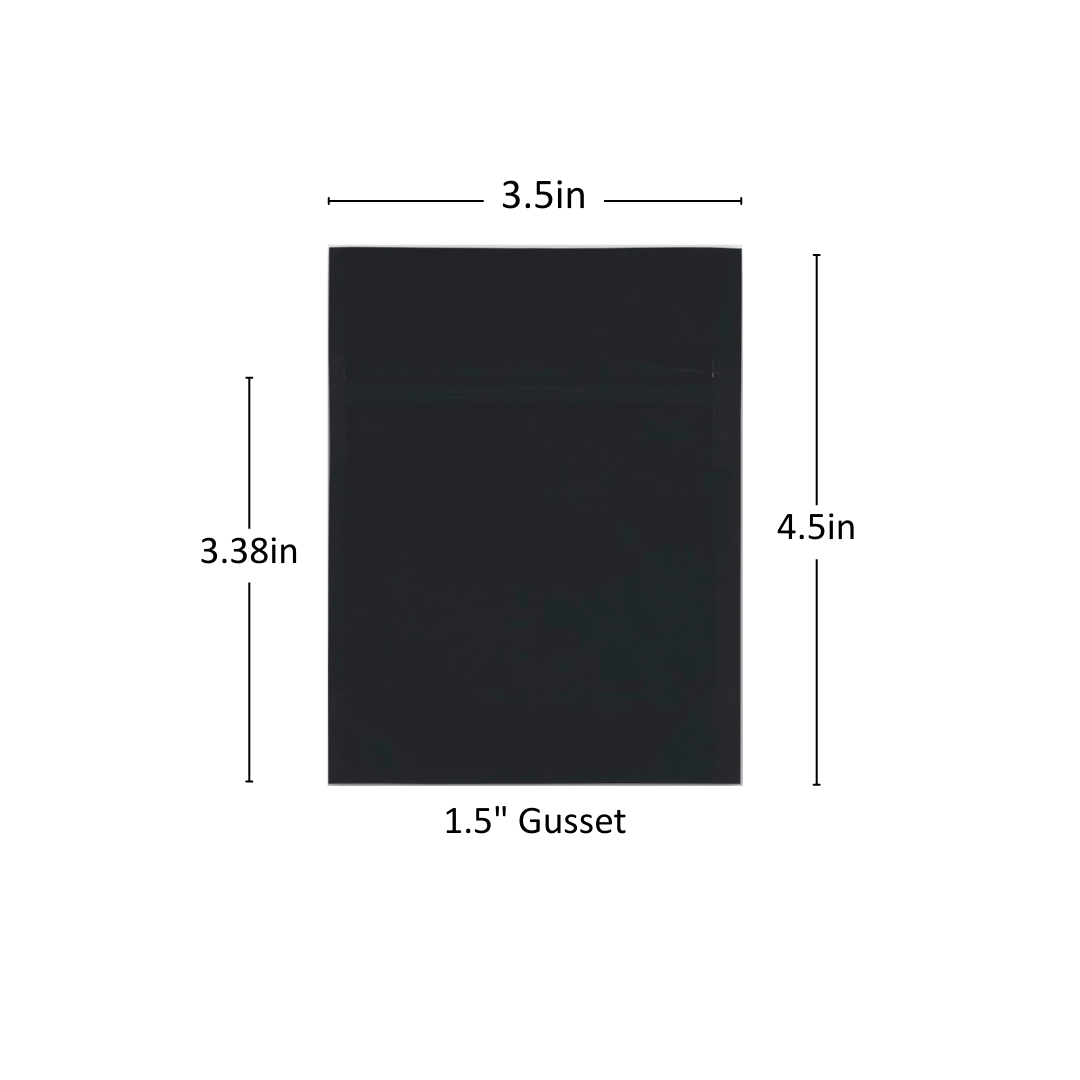 1g Soft Touch GriploK CR Mylar Matte Black Bag - 2000 Count ($0.19/unit) | 3.5"x4.5"x1.5" - Child Resistant