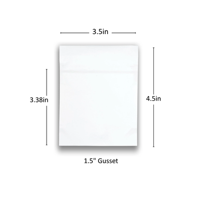 1g Soft Touch GriploK CR Mylar Matte White Bag - 2000 Count ($0.19/unit) | 3.5"x4.5"x1.5" - Child Resistant