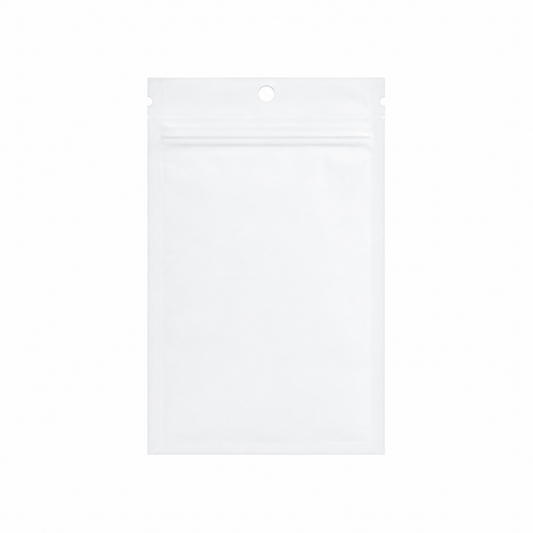 3.5g Soft Touch GriploK CR Mylar Matte White Bag - 1900 Count ($0.22/unit) | 3.5"x5.5"x1.5" - Child Resistant