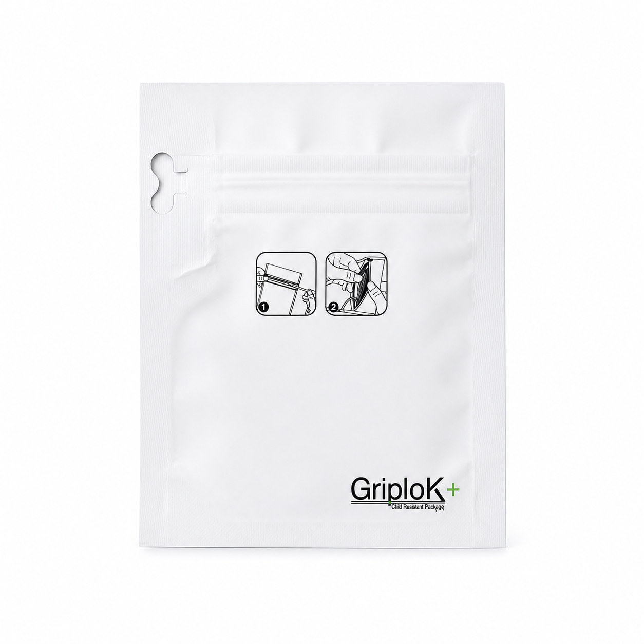 GriploK + Tamper-Evident CR Tab Bag with 30% PCR - 3.62" x 4.5" X 1.5", Matte White - 2000 count ($0.19/unit)