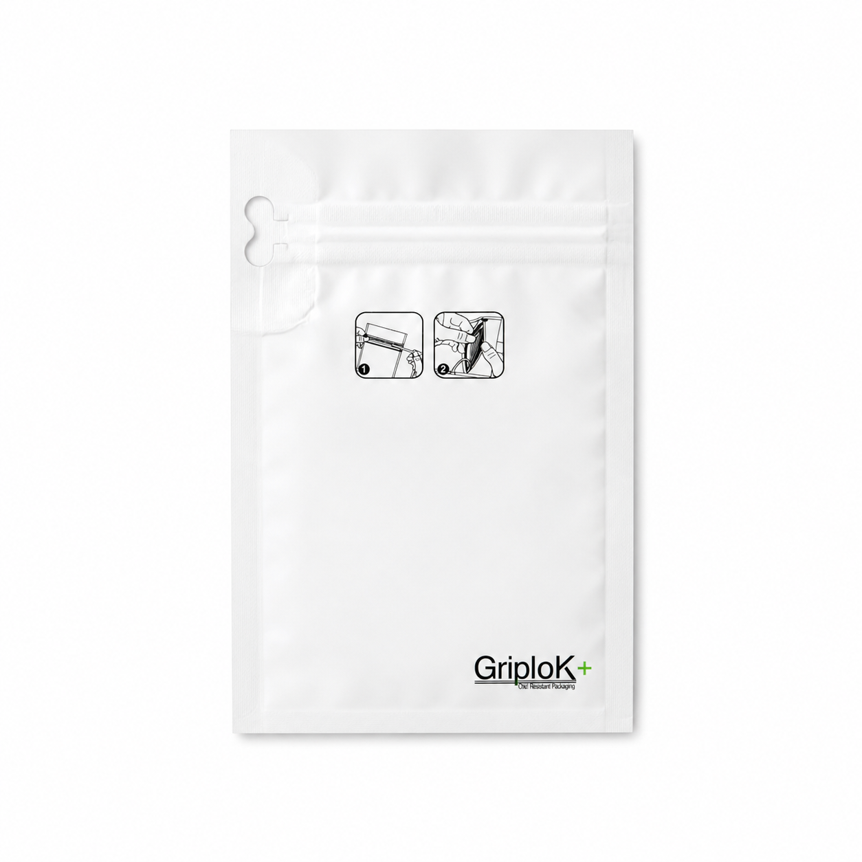 GriploK + Tamper-Evident CR Tab Bag with 30% PCR - 3.62" x 5.85" x 1.8", Matte White - 2000 count ($0.20/unit)
