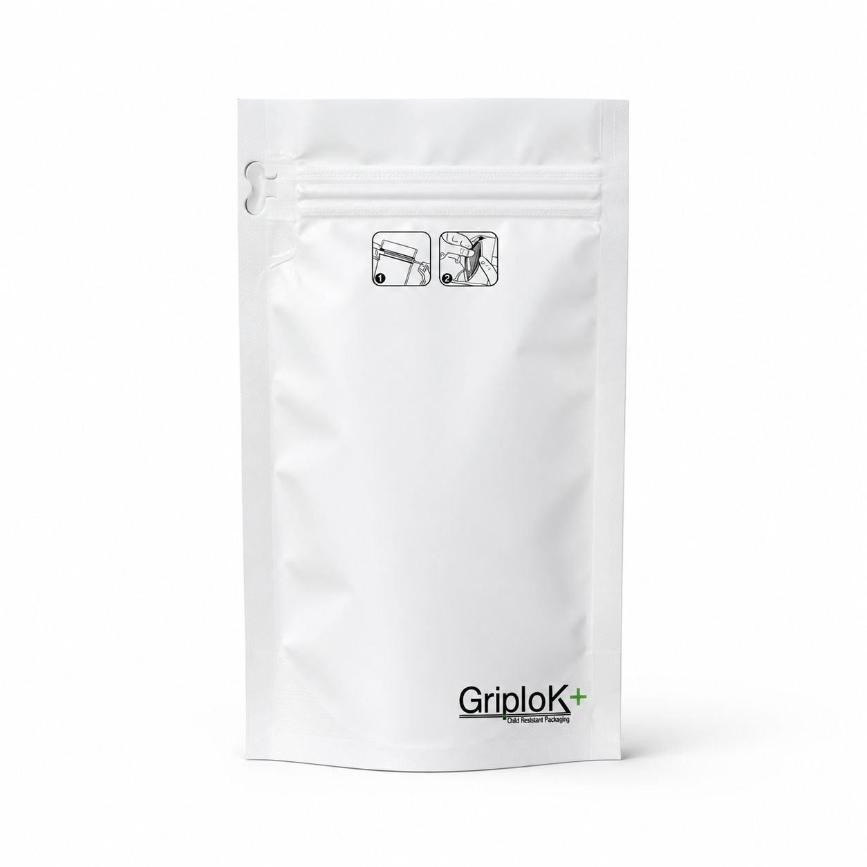 GriploK + Tamper-Evident CR Tab Bag with 30% PCR – 4" x 7.12" x 1.9", Gusseted, Matte White - 1000 count ($0.23/unit)