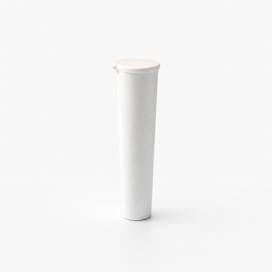 Griplok Eco 114*32mm Flower and Edible Tubes White / Blank Tops 114W - 560 Count ($0.09/Unit) - Child Resistant