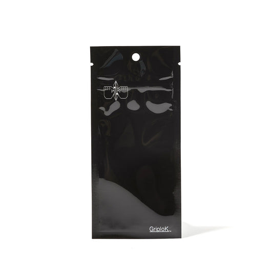 Glossy Black Mylar Vape Bag – CR Zipper with Hanger Hole - 3800 Count ($0.16/unit) | 2.5"x6" - Child Resistant