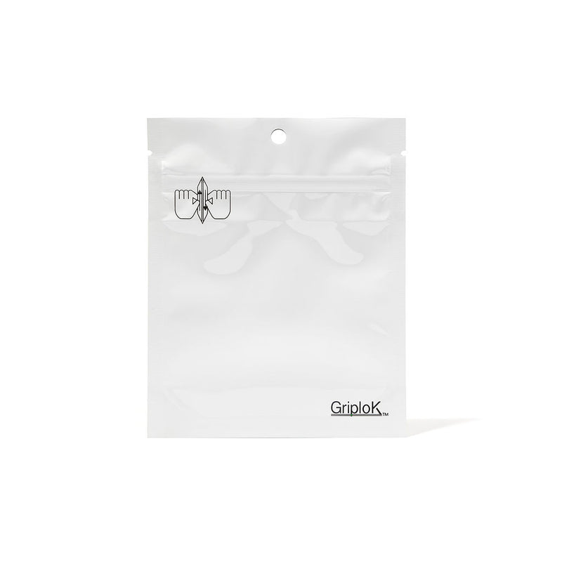 3.5g Glossy White Mylar Bag – CR Zipper with Hanger Hole - 2400 Count ($0.18/unit) | 4” x 5” x 1.5” - Child Resistant