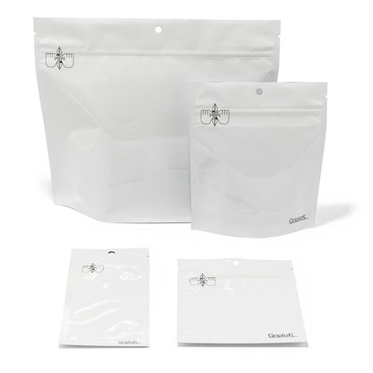 Glossy White Mylar Vape Bag – CR Zipper with Hanger Hole - 3800 Count ($0.16/unit) | 2.5"x6" - Child Resistant