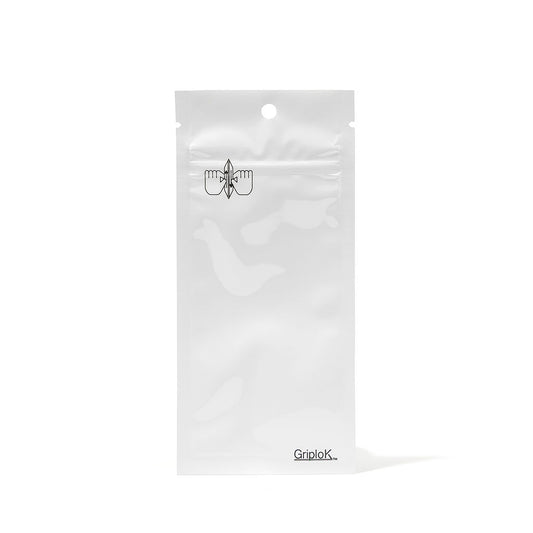 Glossy White Mylar Vape Bag – CR Zipper with Hanger Hole - 3800 Count ($0.16/unit) | 2.5"x6" - Child Resistant