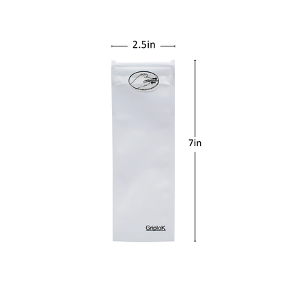 Matte White Mylar Pre Roll/Syringe/Vape Pen Bags - 1500 Count ($0.23/unit) | 2.5"x7" - Child Resistant