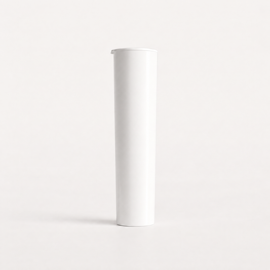 Griplok Eco 114*32mm Flower and Edible Tubes White / Blank Tops 114W - 560 Count ($0.10/Unit) - Child Resistant