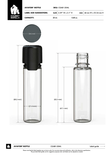 20ml Chubby Gorilla Aviator CR Bottle - 1000 Count ($0.3005/Unit)