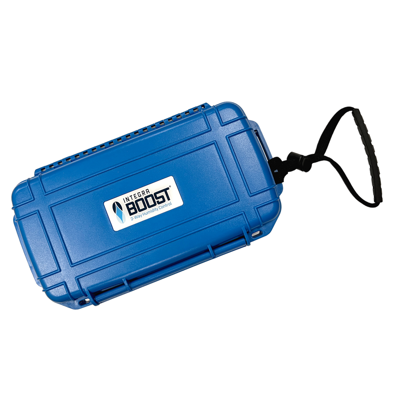 Integra Travel Humidor w/ Handle Loop (NO Hygrometer) - Blue - Holds 4-5 cigars w/ 8g Sized Boost Pack Holder Inside, Inc one 72 RH Boost Pack