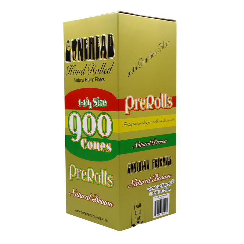 ConeHead Natural Brown 1 1/4 Size Hand Rolled Premium Hemp Cones with Bamboo Filters