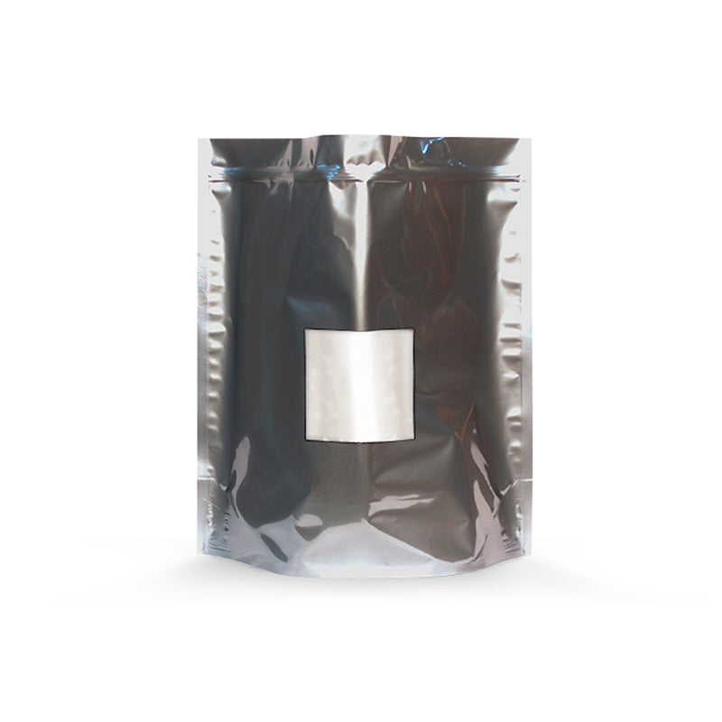 15x16x6 1lb (0.5-1kg) High-Barrier Cannabis Cargo Grower/Harvest Bags in Opaque Silver with Zipper & Window for Hemp & Cannabis Growers