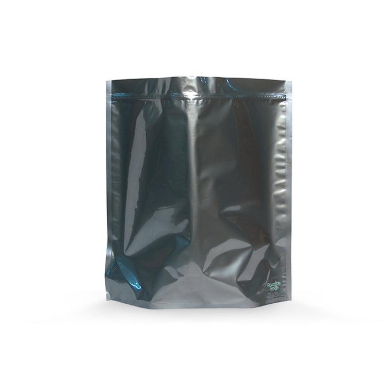 15x16x6 1lb (0.5-1kg) High-Barrier Cannabis Cargo Grower/Harvest Bags in Opaque Silver with Zipper & Window for Hemp & Cannabis Growers (Back)