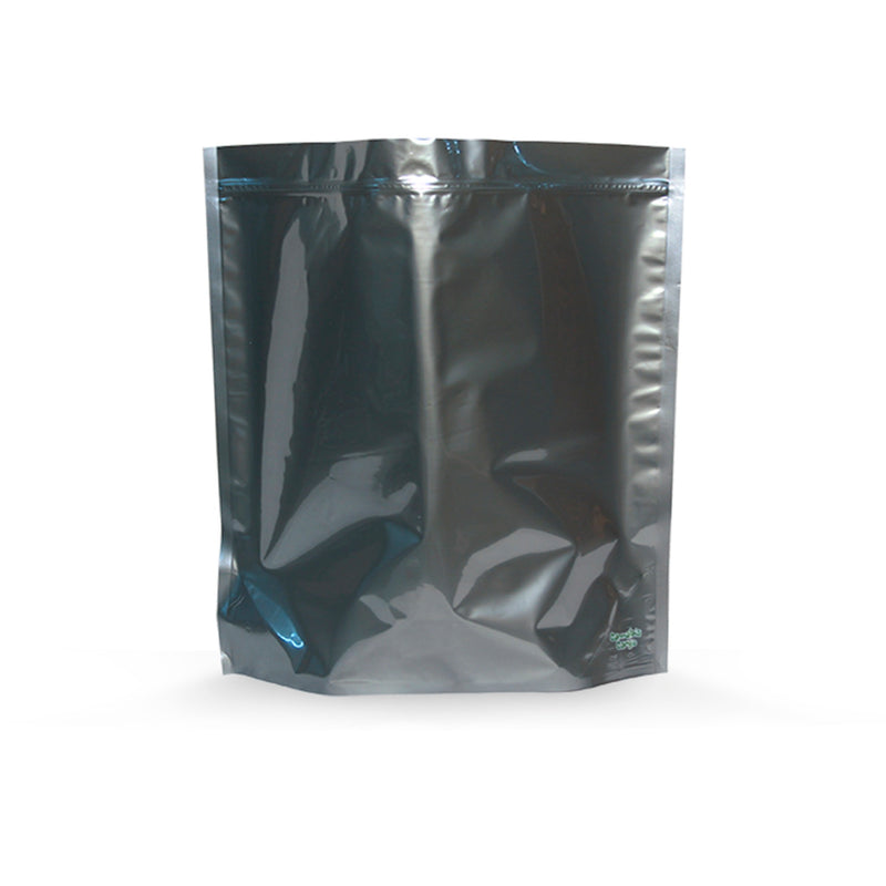 18x20x6 3lb (1-2kg) High-Barrier Cannabis Cargo Grower/Harvest Bags in Opaque Silver with Zipper & Window for Hemp & Cannabis Growers (Back)
