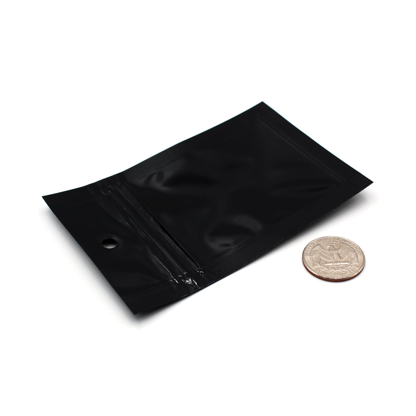 1 Gram Opaque Black Mylar/High-Barrier Bags with Zipper & Hang Hole (Comparison Picture)
