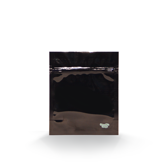 1/2oz (14g) Black Opaque Mylar/High-Barrier Bags with UV-Resistant Window