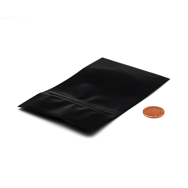 1/8oz (3.5g) Black Opaque Mylar/High-Barrier Bags with Zipper (Comparison Picture)