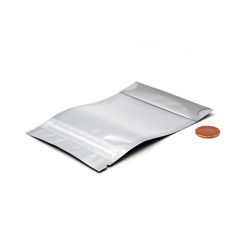 1/8oz (3.5g) Black Vista Mylar/High-Barrier Bags with UV-Resistant Clear Side (Comparison Picture)