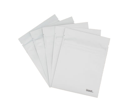 1g White/Clear Child-Resistant GriploK Vista Mylar Dispensary Bag with Film Above Zipper (Bottom Load)
