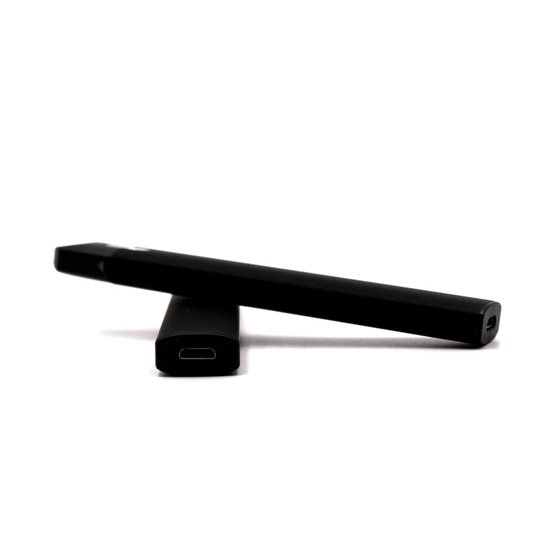Black Delta-8 Disposable Ceramic Bucket Core Vape Pen for Thick Oils (Showing Micro USB Inlet)
