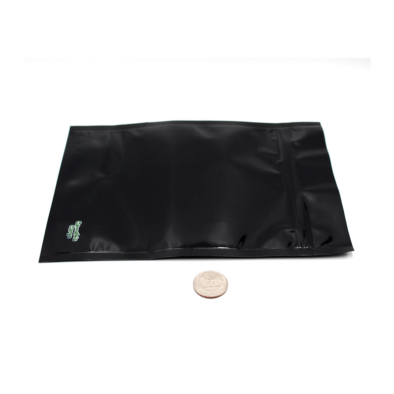 1oz (28g) Black Opaque Mylar/High-Barrier Bags with UV-Resistant Window (Comparison Picture)