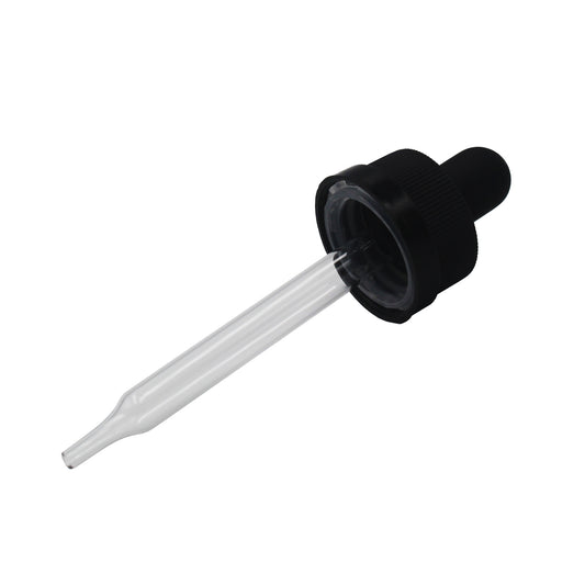 20/400 Finish Black Child-Resistant Glass Pipettes for 30ml (1oz) Boston Round Dropper Bottles