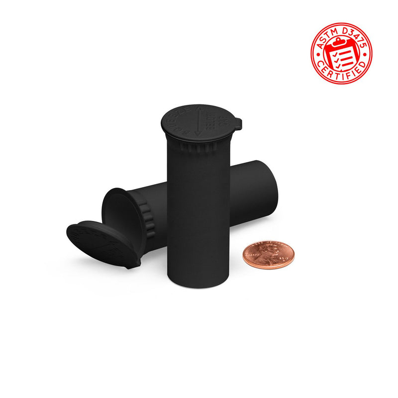 Opaque Black 63mm Child-Resistant Wide-Mouth Vape Cartridge Pop Top Tube
