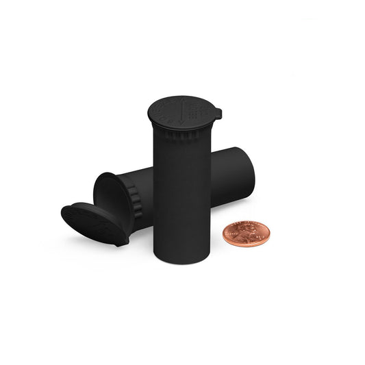 Opaque Black 63mm Child-Resistant Wide-Mouth Vape Cartridge Pop Top Tube