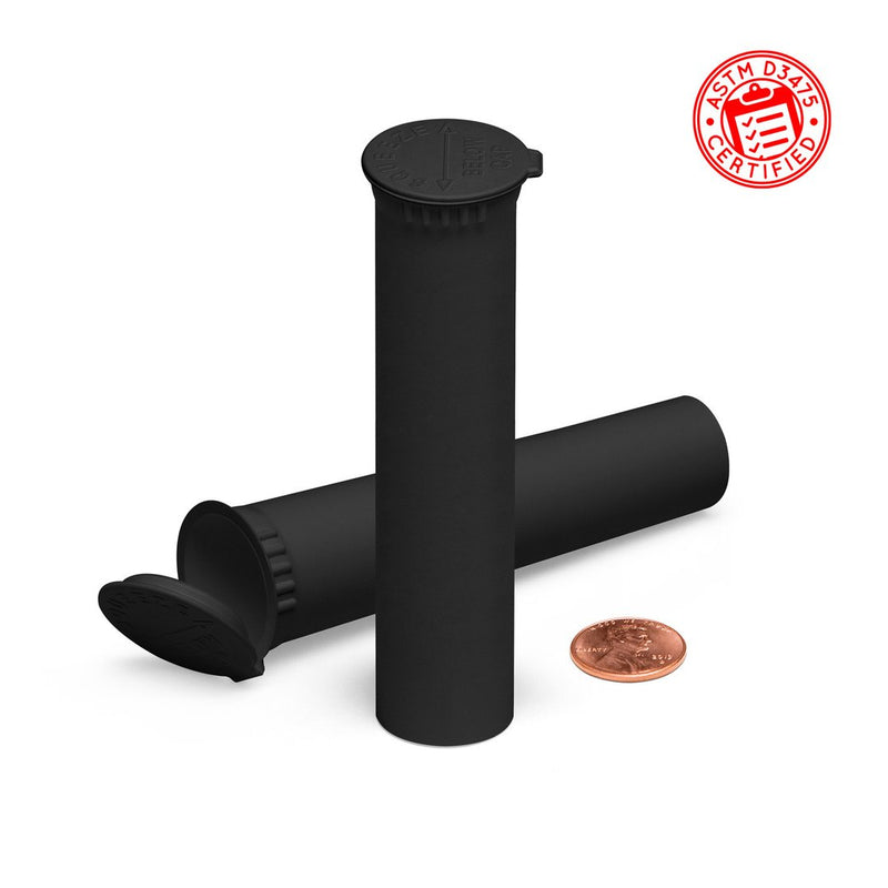 Opaque Black 98mm Child-Resistant Wide-Mouth Vape Cartridge Pop Top Tube