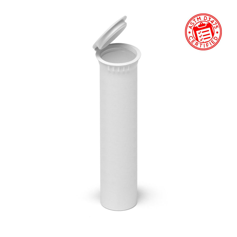 Opaque White 98mm Child-Resistant Wide-Mouth Vape Cartridge Pop Top Tube