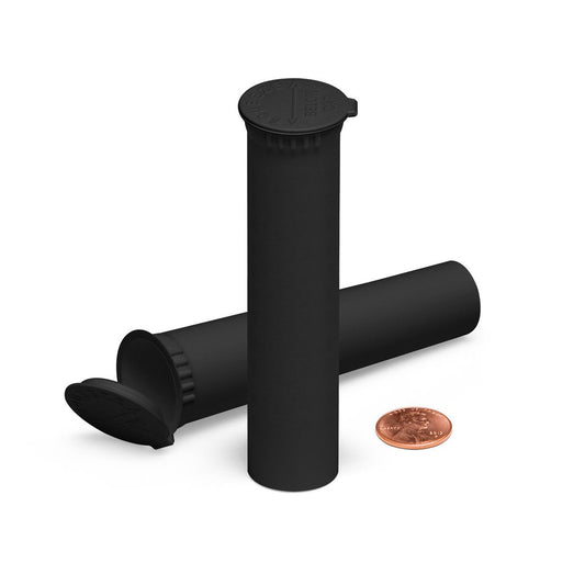 Opaque Black 98mm Child-Resistant Wide-Mouth Vape Cartridge Pop Top Tube
