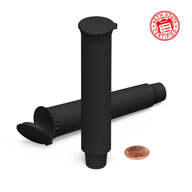 Black 109mm Child-Resistant Pre-Roll Pop Top Tube