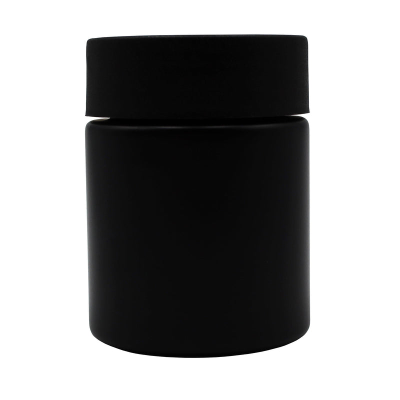 2oz Black Glass Straight-Wall Wide-Mouth Jar with Child-Resistant Lid - 144 Count ($0.68/Unit)