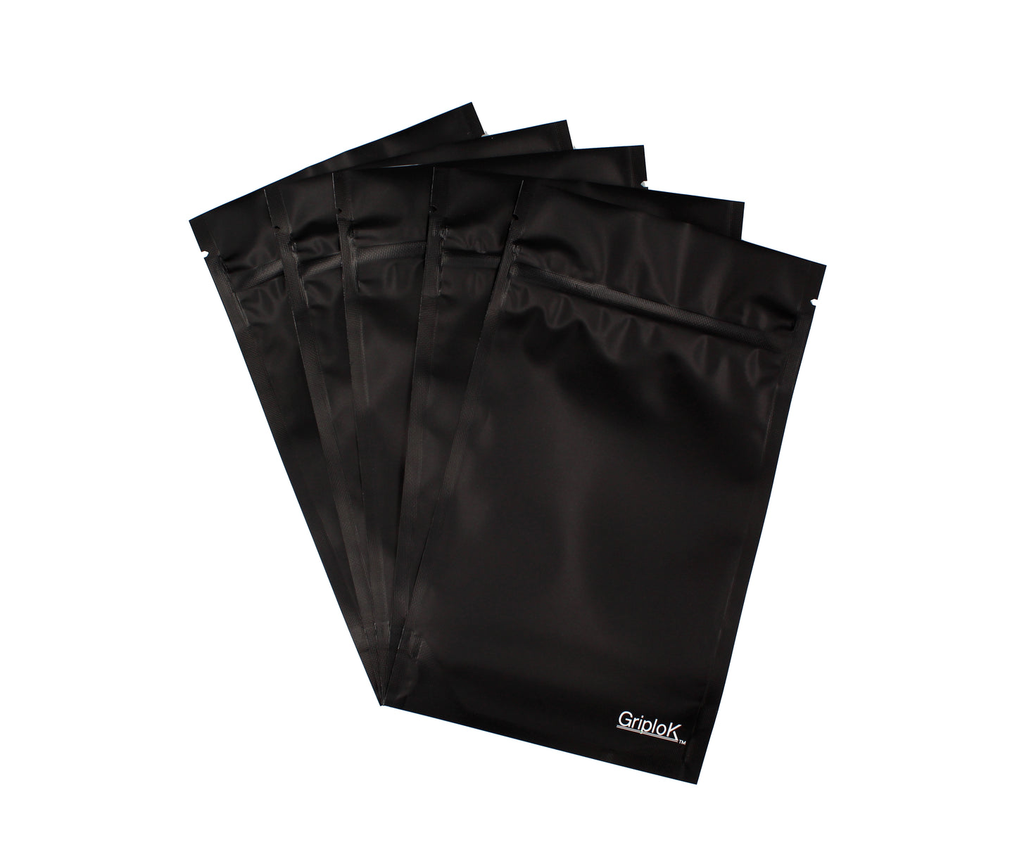 1/4oz (7g) Opaque Black Child-Resistant GriploK Mylar Dispensary Bag with Film Above Zipper (Hero Shot)