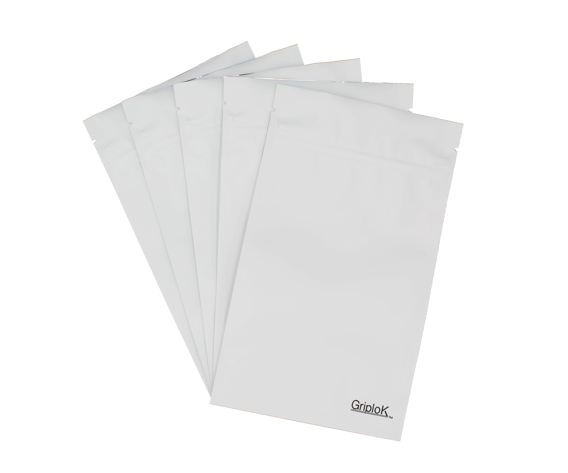 1/4oz (7g) Opaque White Child-Resistant GriploK Mylar Dispensary Bag with Film Above Zipper (Hero Shot)