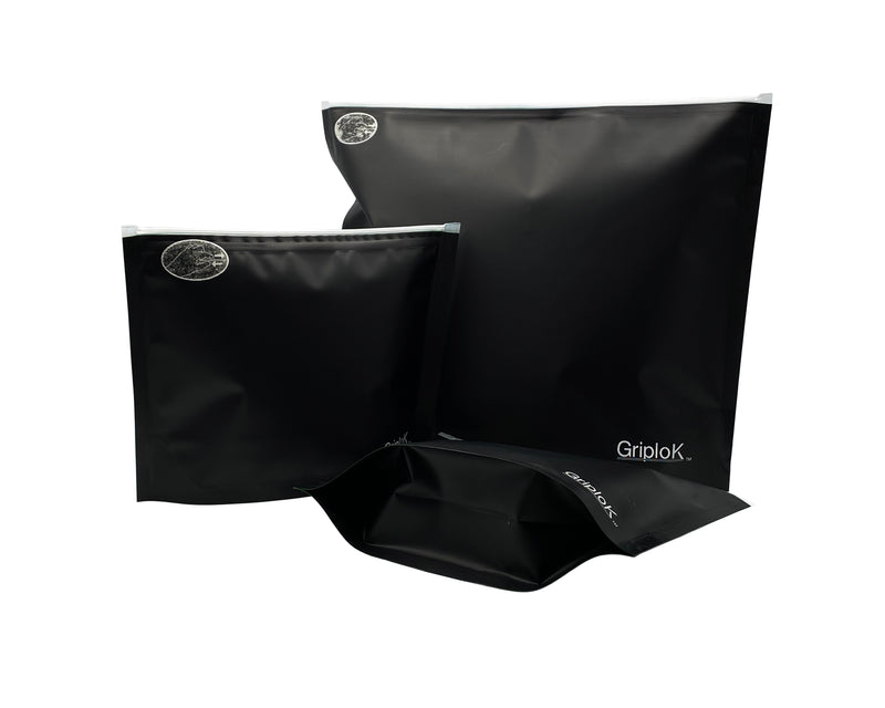 12"x9"x4" & 8"x6"x3" Opaque Black/Lime Child-Resistant GriploK Exit Bag