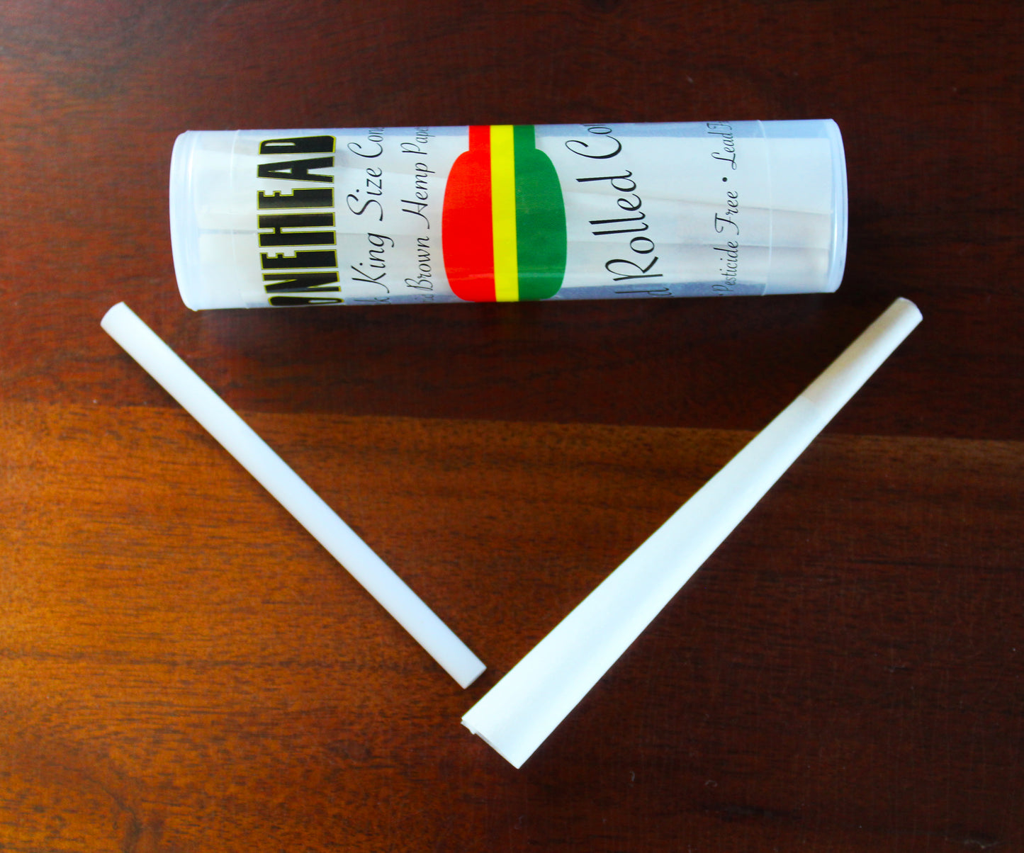 ConeHead Natural Brown King Size Hand Rolled Premium Hemp Cones with Bamboo Filters with 114W Five-Pack Tube
