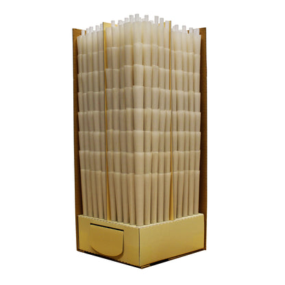 Open Box of ConeHead Natural Brown 1 1/4 Size Hand Rolled Premium Hemp Cones with Bamboo Filters