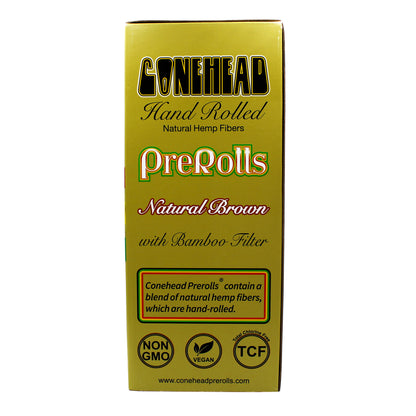 ConeHead Natural Brown 1 1/4 Size Hand Rolled Premium Hemp Cones with Bamboo Filters