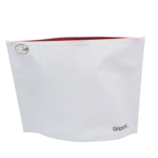 28g Matte White/Cherry Exit Bags - 500 Count ($0.54/Unit) | 12"x9"x4" - Child Resistant