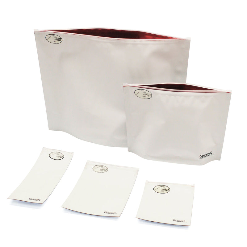 3.5g Matte White/Cherry Mylar Bags - 1300 Count | 4"x6" - Child Resistant