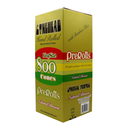 ConeHead Natural Brown King Size Hand Rolled Premium Hemp Cones with Bamboo Filters