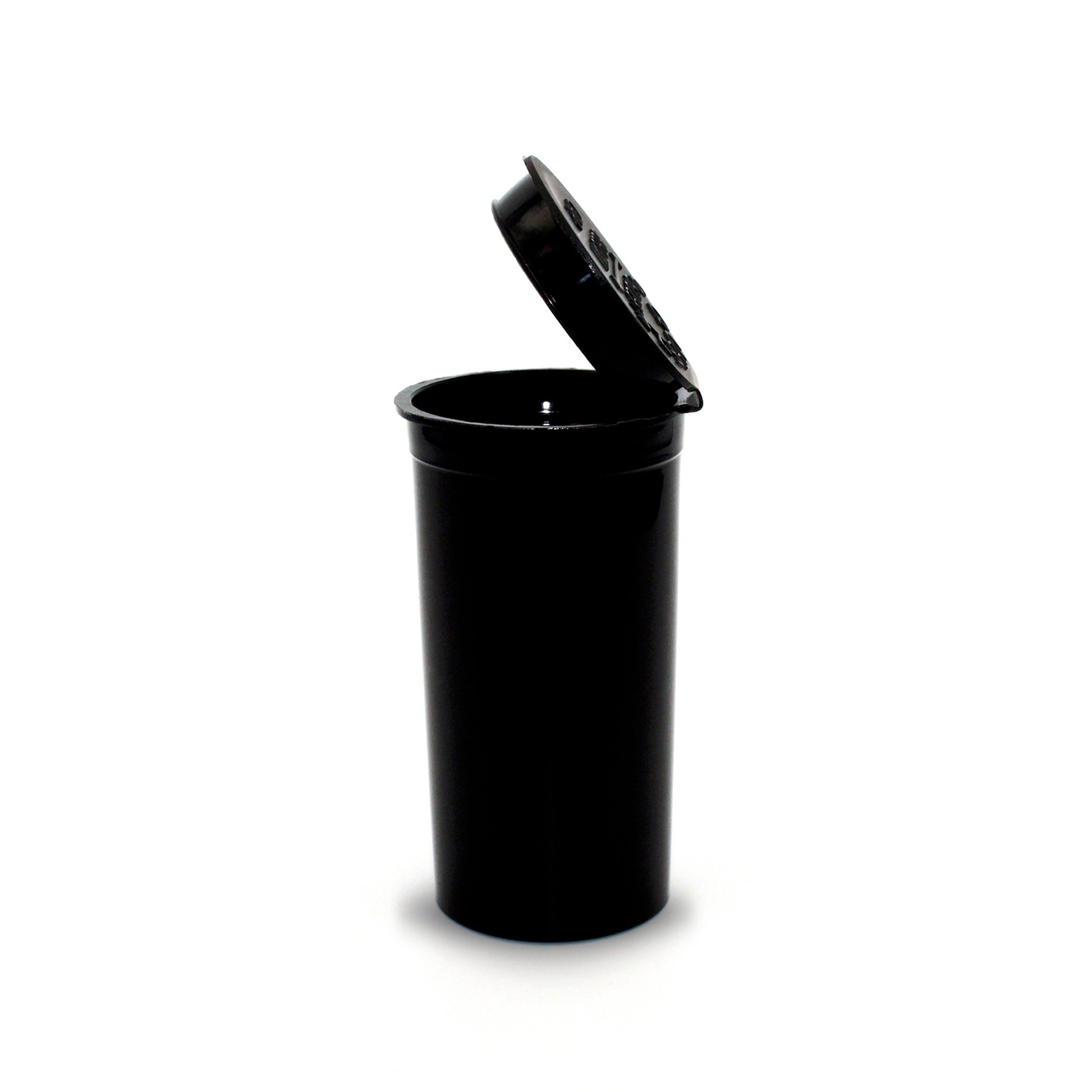 Opened Black Opaque 13 Dram GriploK Child-Resistant Pop Top Bottle