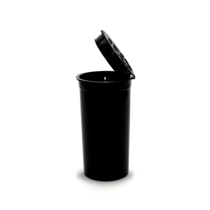 Opened Black Opaque 13 Dram GriploK Child-Resistant Pop Top Bottle