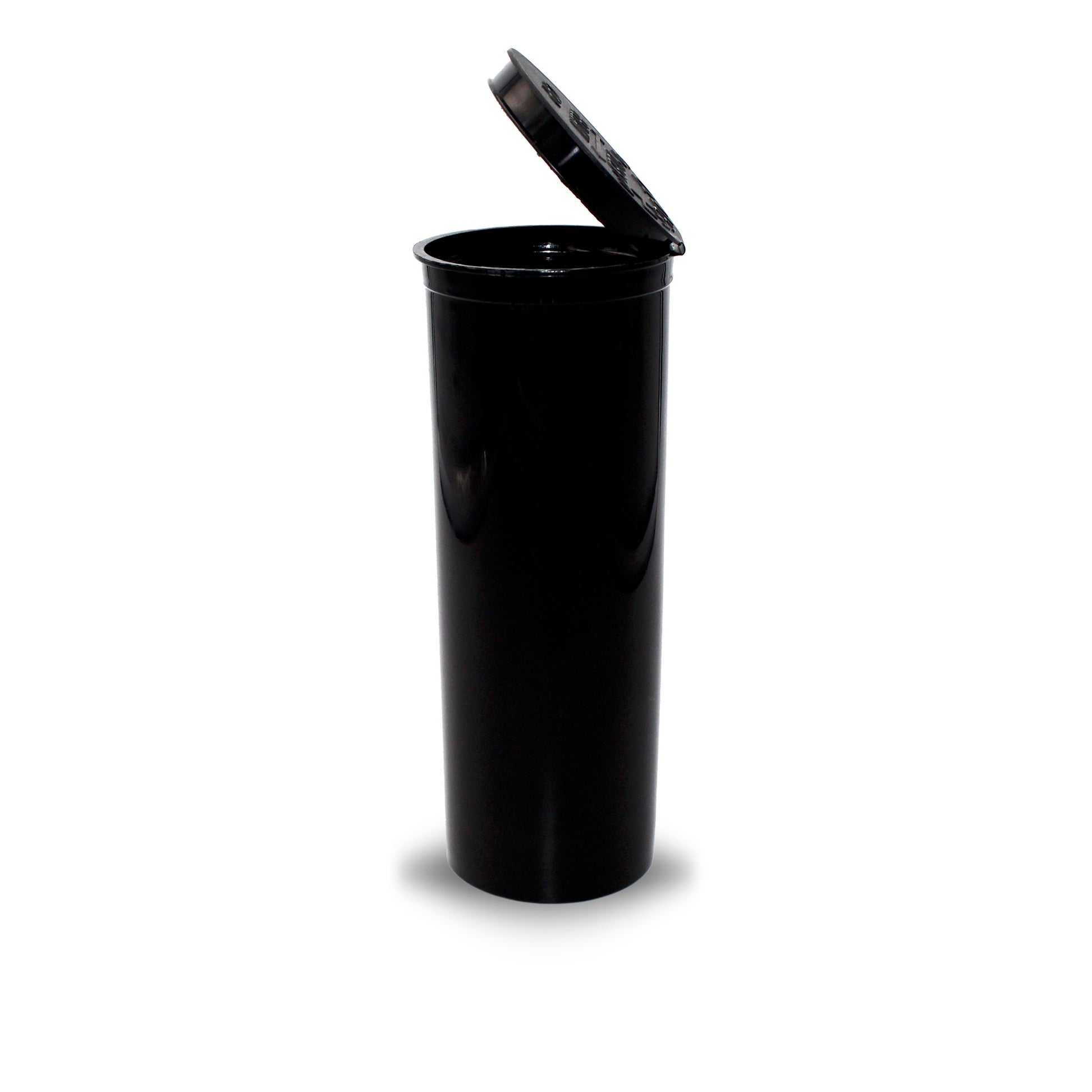 Opened Black Opaque 60 Dram GriploK Child Resistant Pop Top Bottle